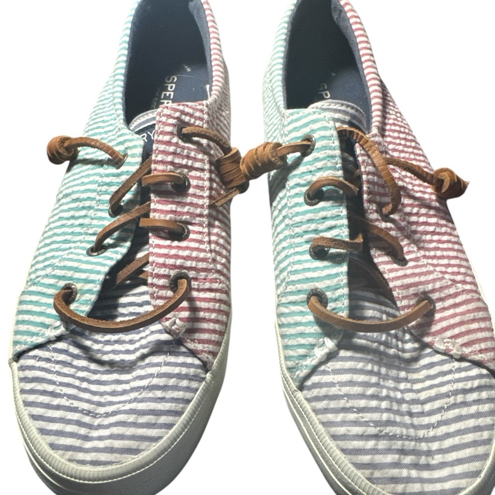 Sperry Women's Crest Vibe Seersucker Laced‎ Shoes Size 8.5